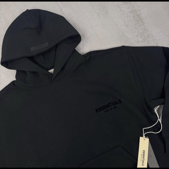 Essentials Black "Stretch" Hoodie - Picture 3 of 5